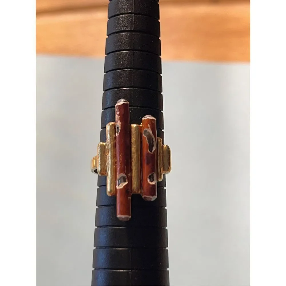 Ring 925 sterling cloisonné gold tone